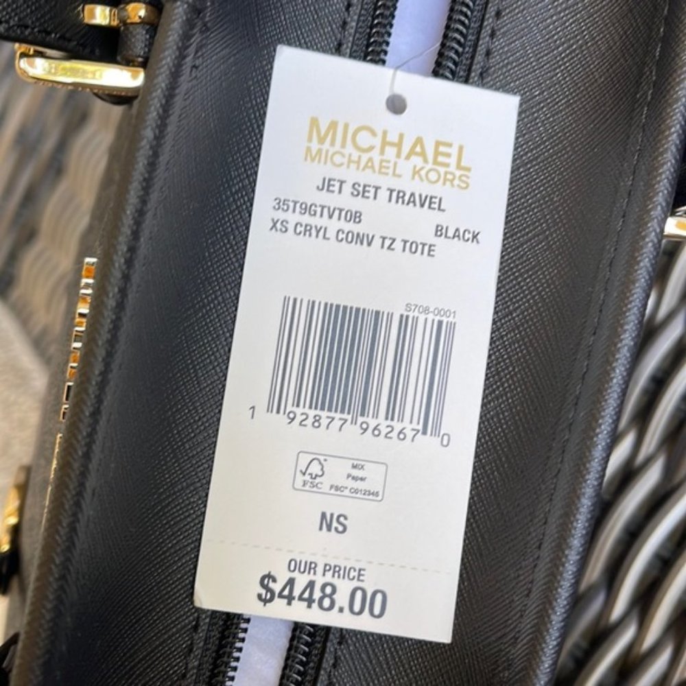 Michael Kors Jet Set Travel XS Carryall Tote Top Zip Tote Black - Picture 7 of 16